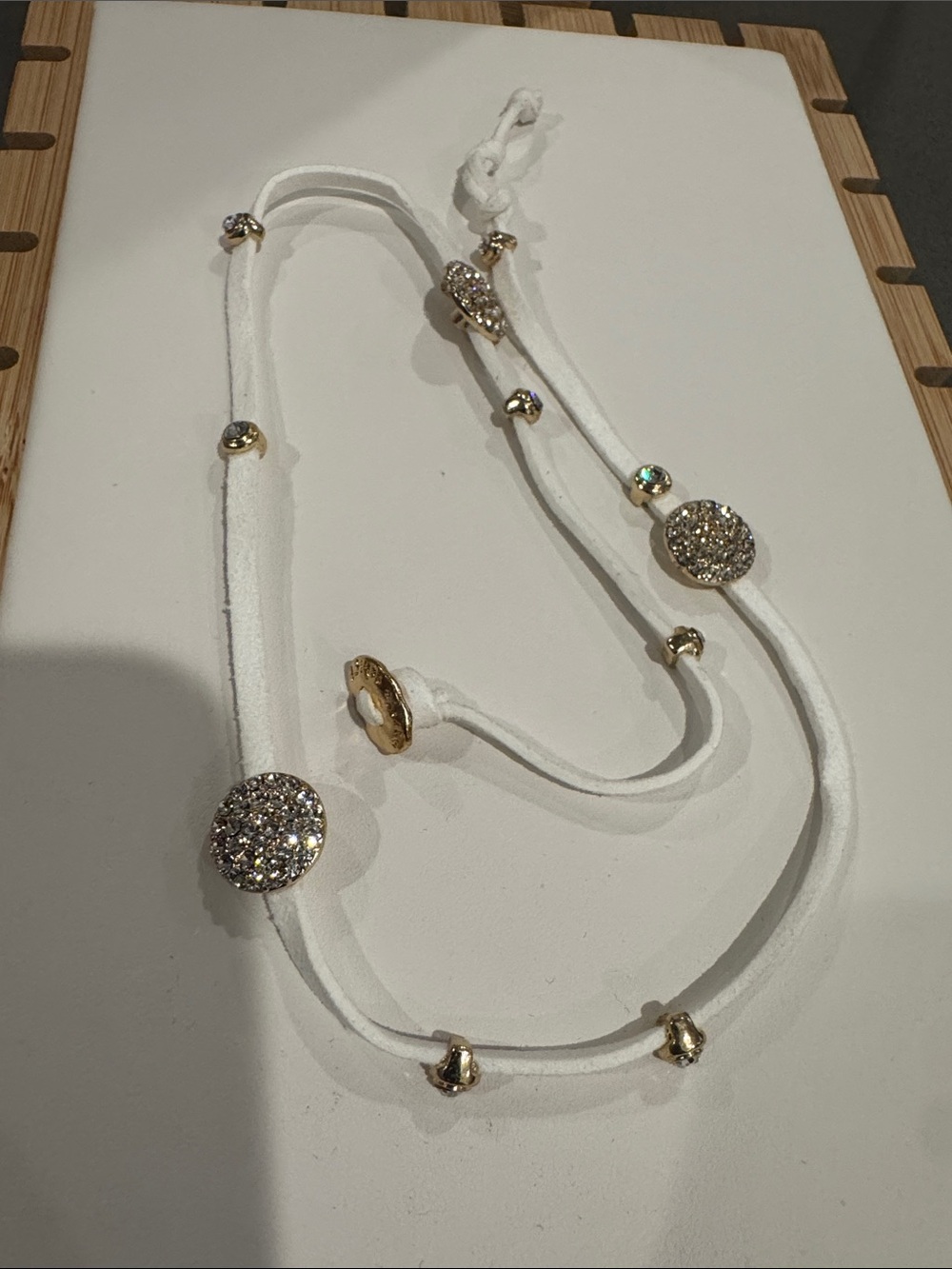 Marlyn Schiff White Triple-Strand Crystal Button Bracelet - Picture 3 of 4
